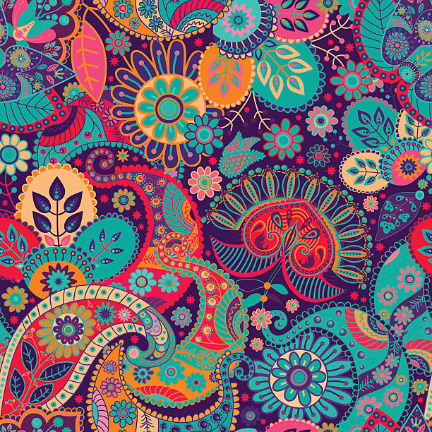 bezszwowe kwiatowy wzór. vecor tle - paisley textile floral pattern pattern stock illustrations