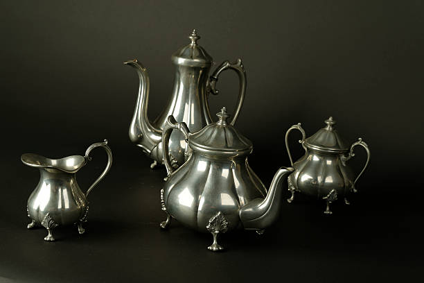 istock Set of vintage silver plated goblets isolated 530477423