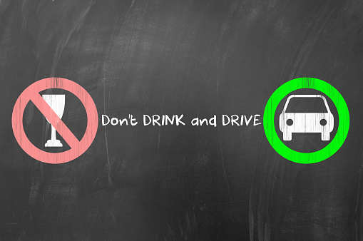 Do not drink and drive concept drawn on blackboard.