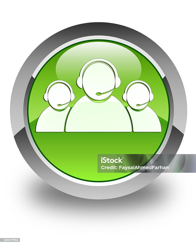 Customer care team icon glossy green round button Assistance stock illustration