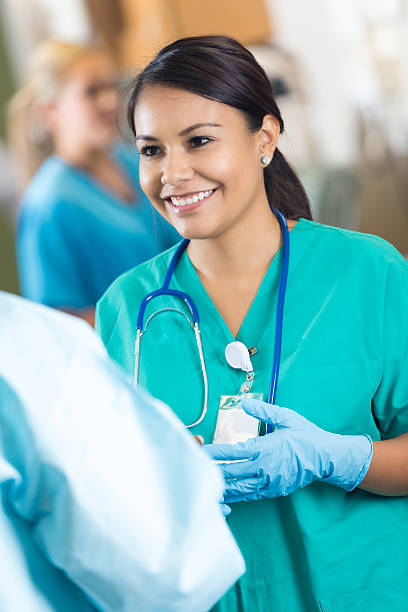 Nursing students talking in hallway after class