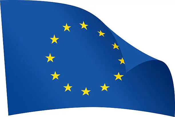 Vector illustration of Waving EU Flag