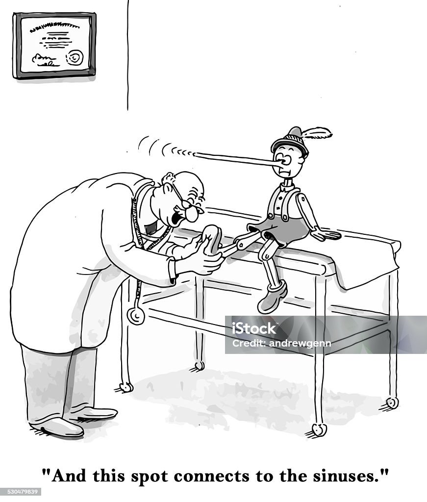 Miracle of the Body "And this spot connects to the sinuses." Pinocchio stock vector