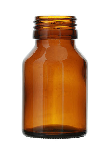 istock Short Brown Glass Bottle isolated on white background 530480377