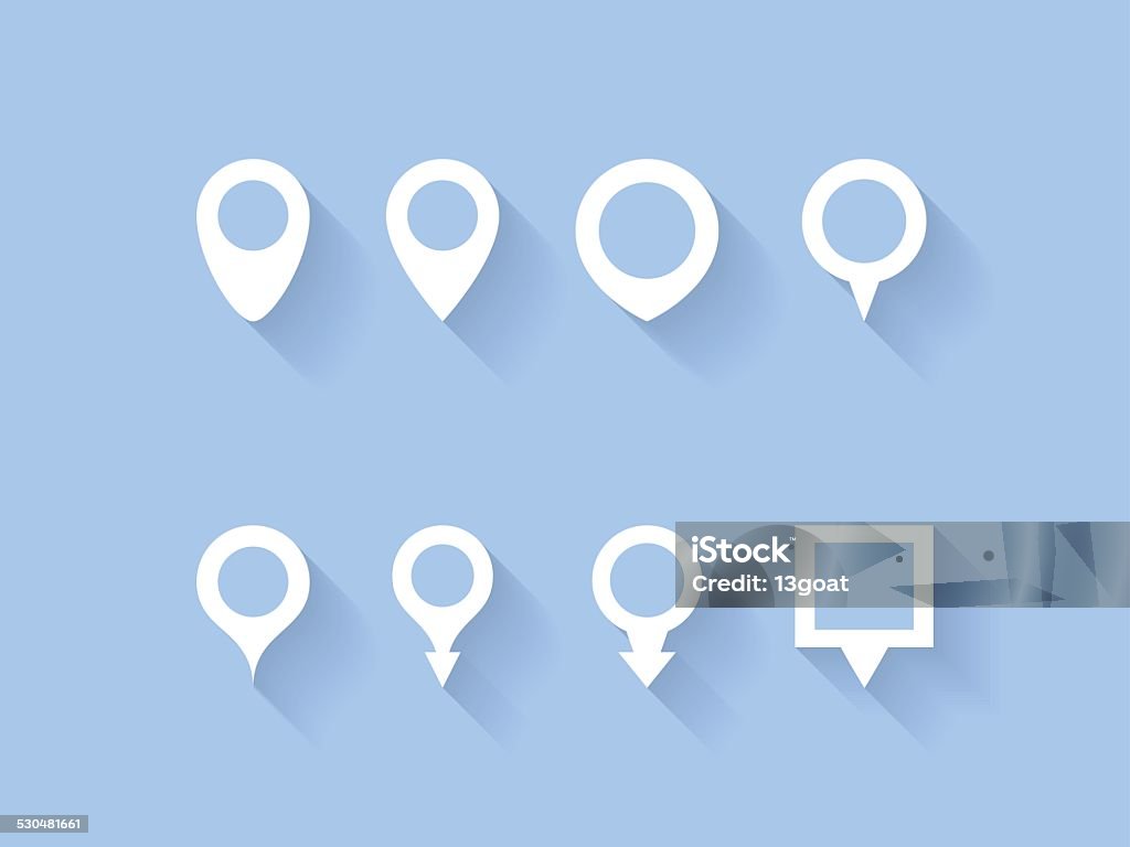 Pointer Icon Set. Location Marker Vector illustration. Vector pointer icons set on light blue background. Location marker PIN Entry stock vector