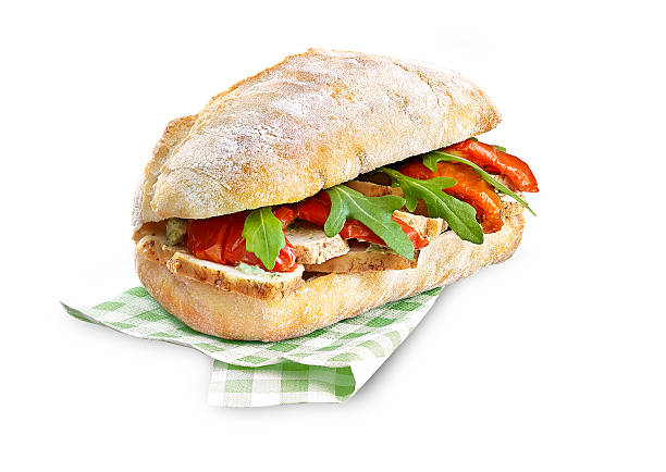istock Chicken and salad ciabatta sandwich with clipping path 530482451