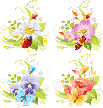 Four seasons: Summer banner set