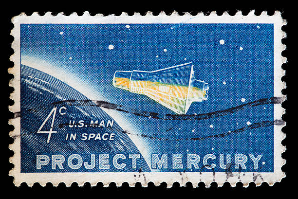 istock United States used postage stamp showing Project Mercury capsule 530484002