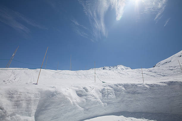 Snow mountain at Kurobe alpine in Japan stock photo