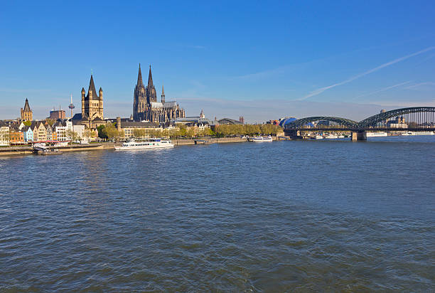istock Panoramic view of old Cologne, Germany across Rhine 530485222