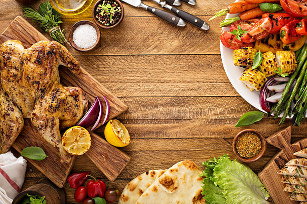 istock Grilled vegetables and chicken 530488490