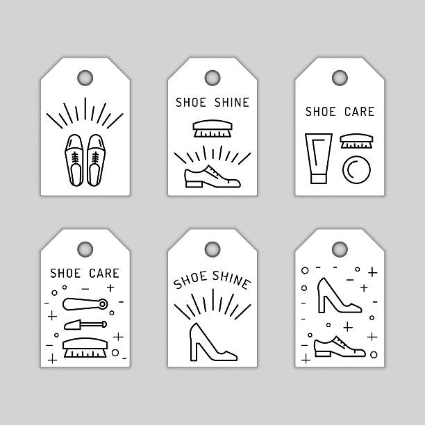 shoe care elements Set icons items for Shoe care. Elements for this service Shoe Shine. Outline Elements for shoe care shoe polish stock illustrations