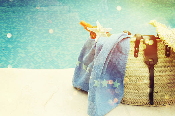 istock Beach accessories. Concept of summer vacations, retro style 530489988