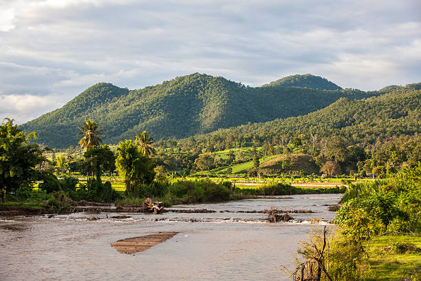 Pai river in Mae Khong Son province, Thailand. stock photo