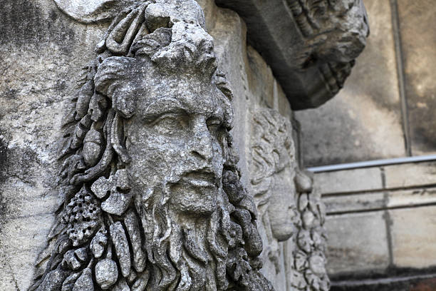 Head of Dionysus on the sarcophagus wall, Istanbul, Turkey