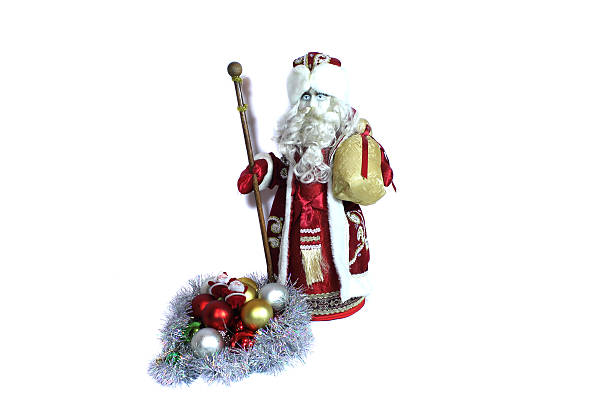 istock Santa Claus with Christmas balls. Isolated object on white background. 530492217