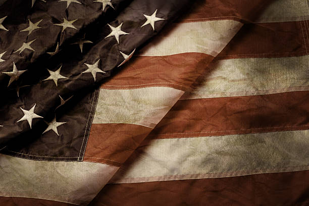 Old and creased US flag.