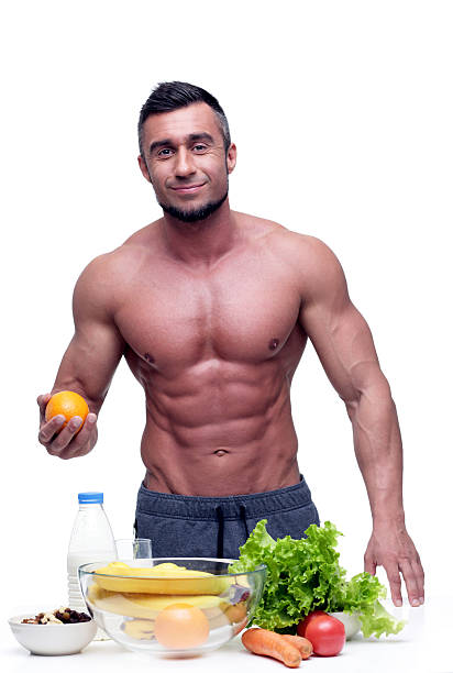 남자 입석 (채식주의자 음식 - eating body building muscular build vegetable 뉴스 사진 이미지