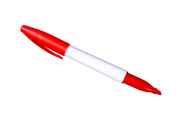 Red Felt Tip Marking Pen - Isolated on white stock photo