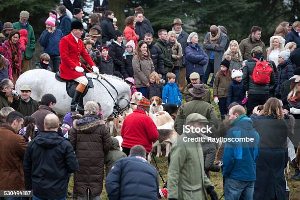 Red Coat Huntsman Among A Group Of Hunt Supporters Stock Photo - Download Image Now - Animal Cruelty, Animal Welfare, Boxing Day