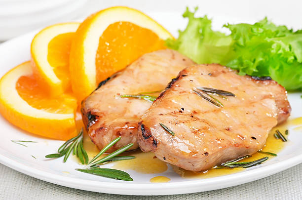 Pork cutlets with orange sauce