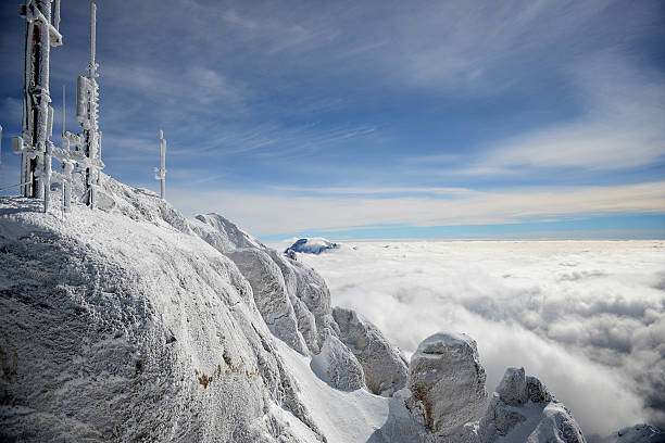 mrozem pokryte anteny na góry alpy - high peaks audio zdjęcia i obrazy z banku zdjęć