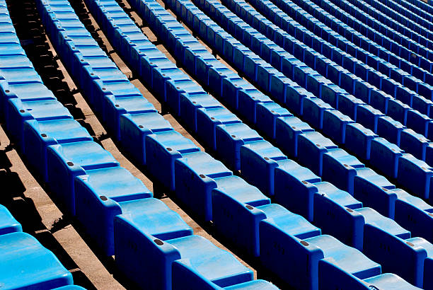 istock Progression of stadium blue chairs 530495196
