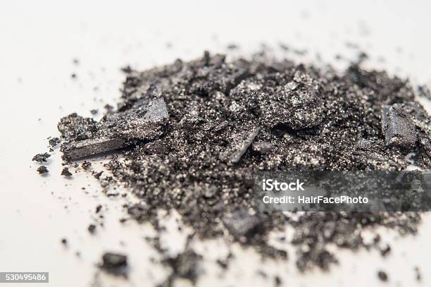 Magnified Black Grey Shimmer Eyeshadow Powder Stock Photo - Download Image Now - Face Powder, Gray Color, Heap