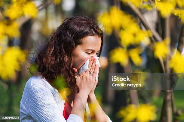Mujer Con Resorte De La Gripe Foto de stock y más banco de imágenes de Alergia - Alergia, Primavera - Estación, Polen