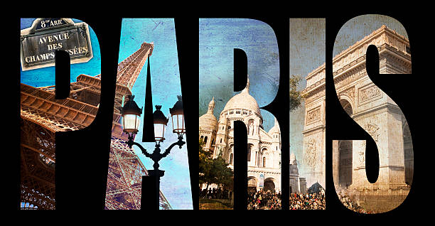 istock Photo collage letters PARIS, isolated on black background 530495785
