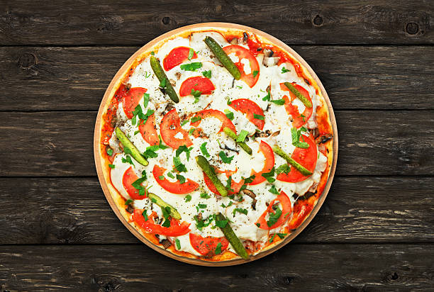 istock Delicious pizza with mushrooms and asparagus 530496400