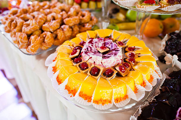 istock Elegance wedding reception table with food 530498478