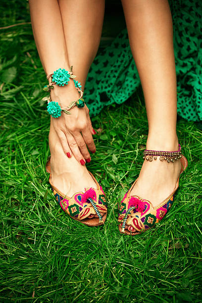 istock flat boho summer female leather  slippers 530498638