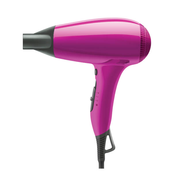 illustrazioni stock, clip art, cartoni animati e icone di tendenza di asciugacapelli - hair dryer single object plastic black