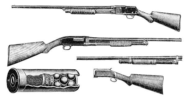 Rifle illustration was published in 1895 "catalogue of different goods" old guns stock illustrations