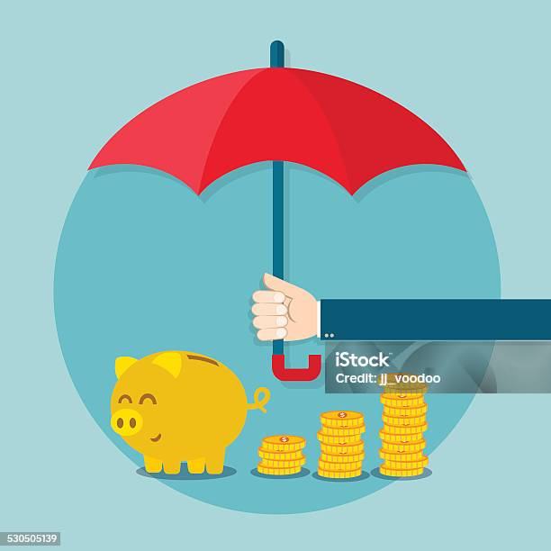 Hand Holding Umbrella To Protect Money Stock Illustration - Download Image Now - Umbrella, Covering, Illustration