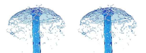splash isolato su bianco - fountain water physical pressure splashing foto e immagini stock