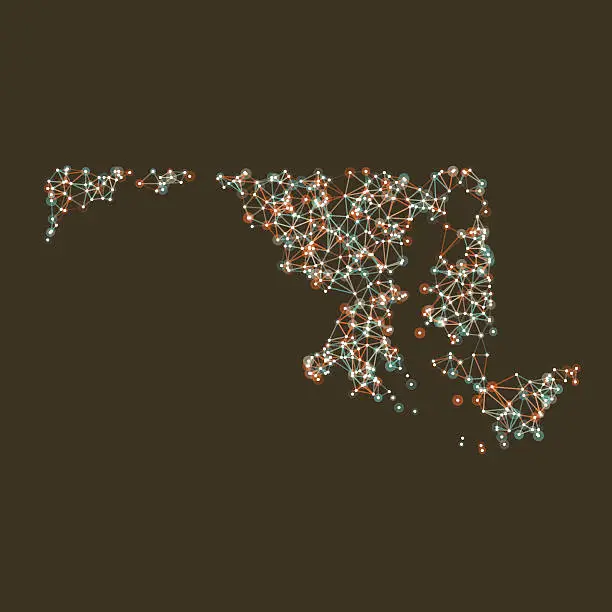 Vector illustration of Maryland Map Network Mesh