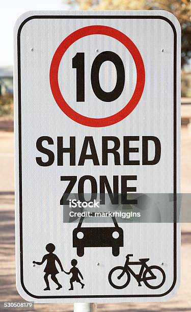 Safety Sign For Shared Zone Stock Photo - Download Image Now - Pedestrian, Sharing, Australia