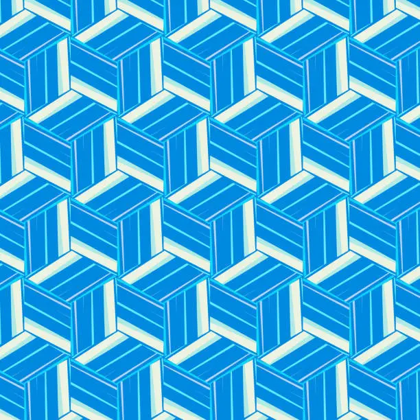 Vector illustration of blue and white cube pattern background