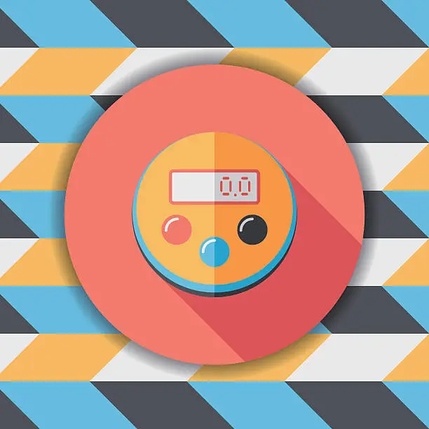 Vector illustration of kitchenware timer flat icon with long shadow,eps10