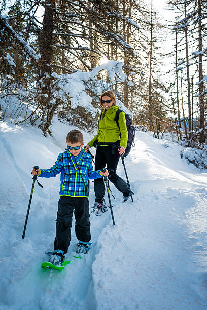 istock Mother and Son Snowshoeing 530516245