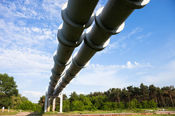 Elevated section of the pipelines stock photo