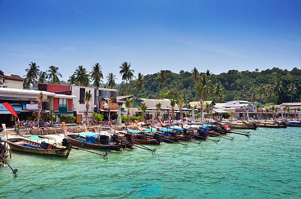 istock Long Tail Boats on Beach at Phi Phi Leh island 530521277