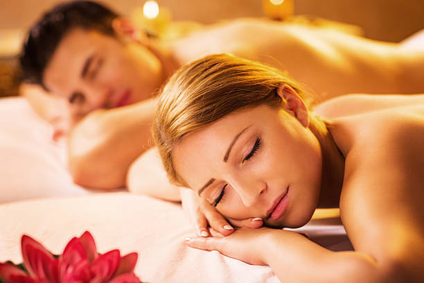 istock Young couple at the spa. 530522351