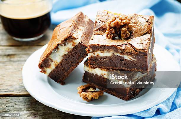 Brownie With Cream Cheese Stock Photo - Download Image Now - Autumn, Baked Pastry Item, Brownie