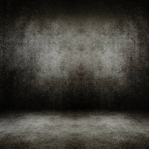 istock Old dark grunge room wall background. 530527731