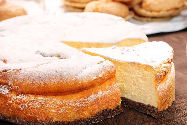 istock Cheesecake in bakery mold removed from the oven 530530395