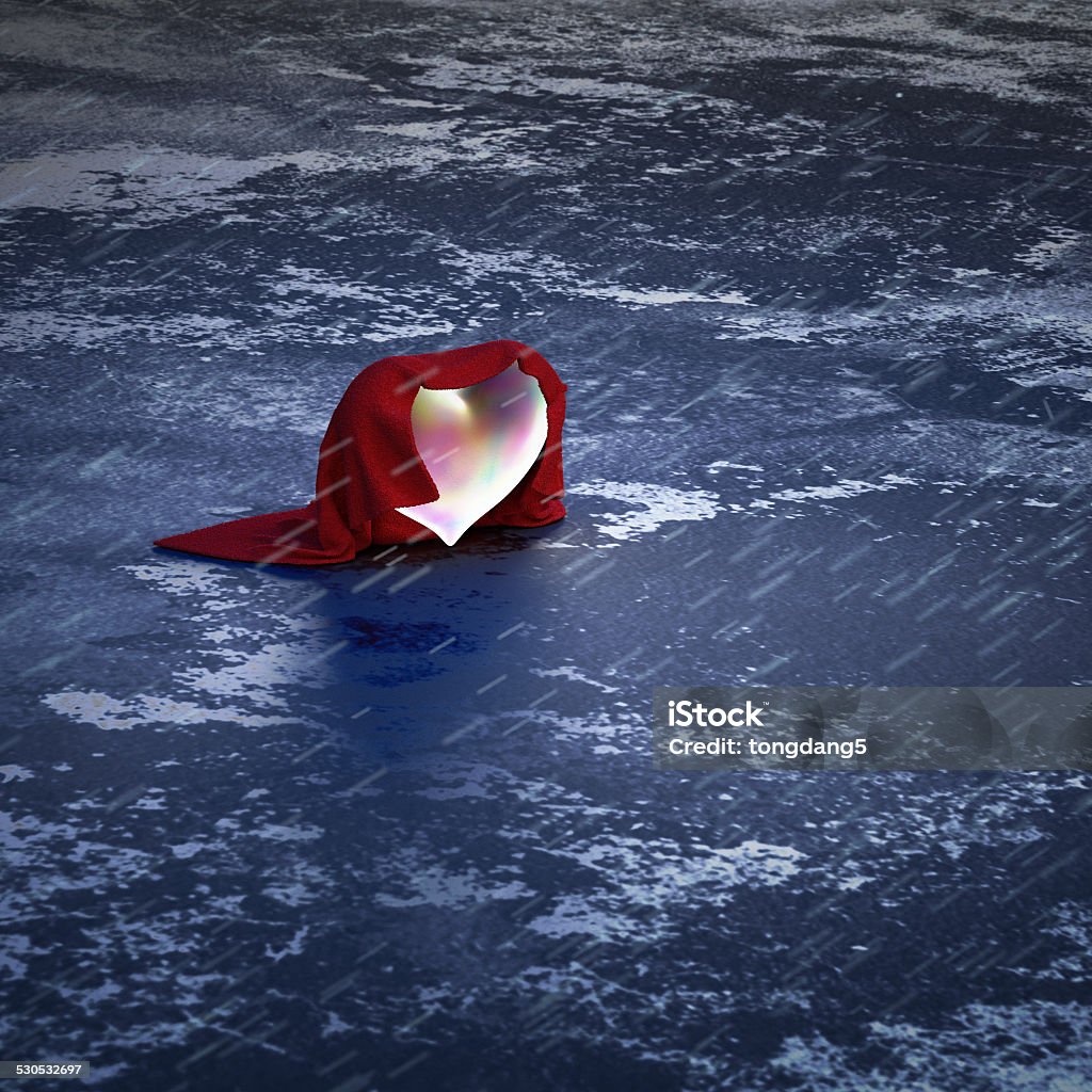 Cold heart. 3d rendering of the heart with winter on the ice. Abstract Stock Photo