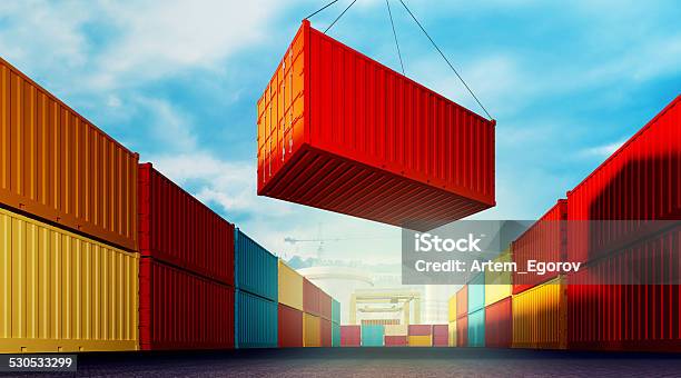 Loading Container Stock Photo - Download Image Now - Container, Cargo Container, Freight Transportation